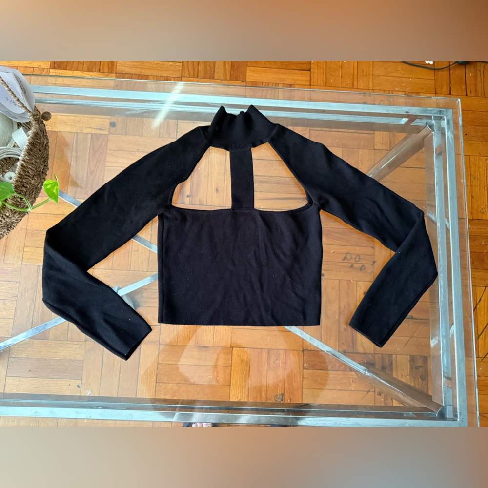 ZARA cut out mock neck knit top